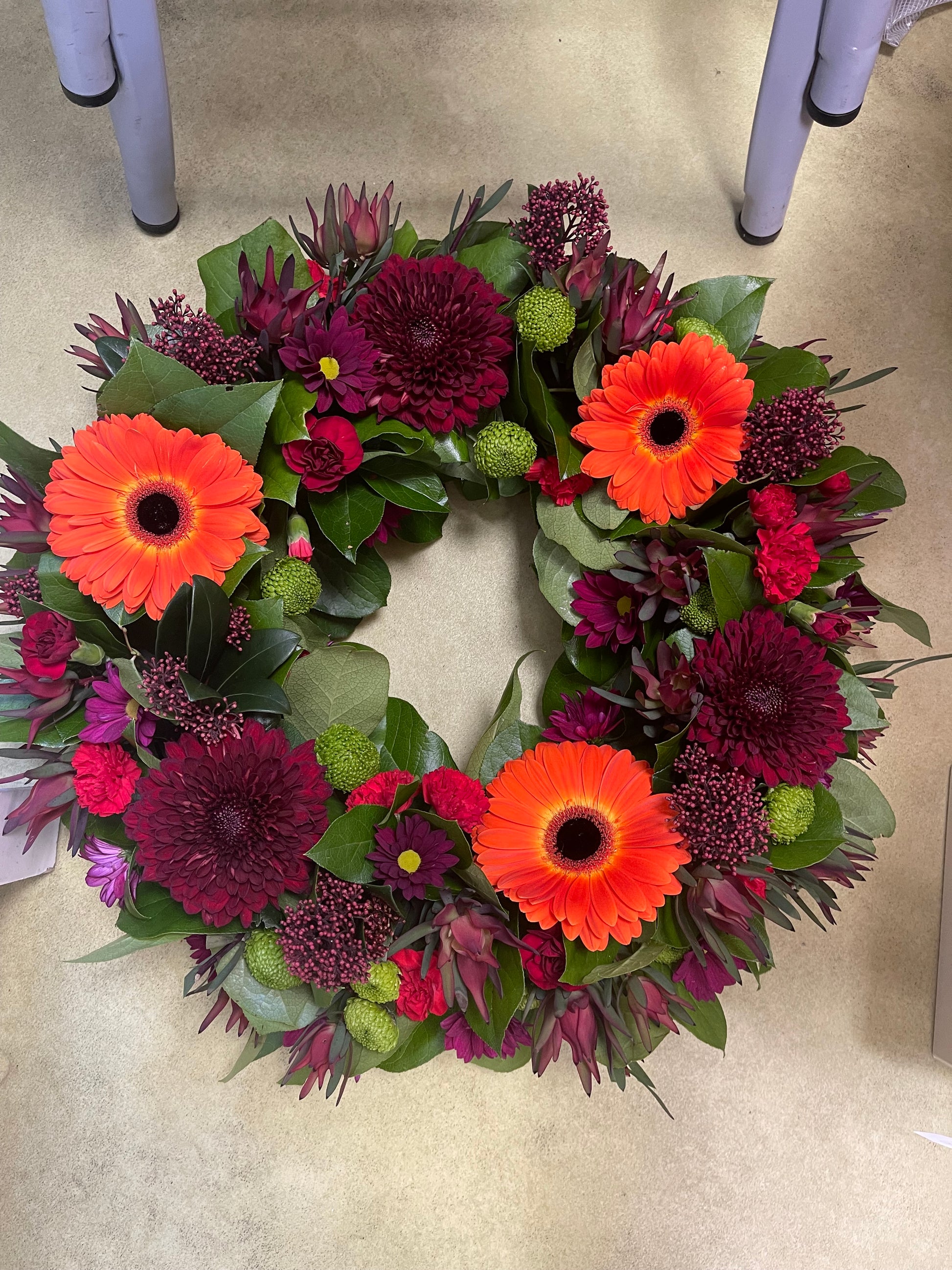 Circular Wreath of Fresh Flowers