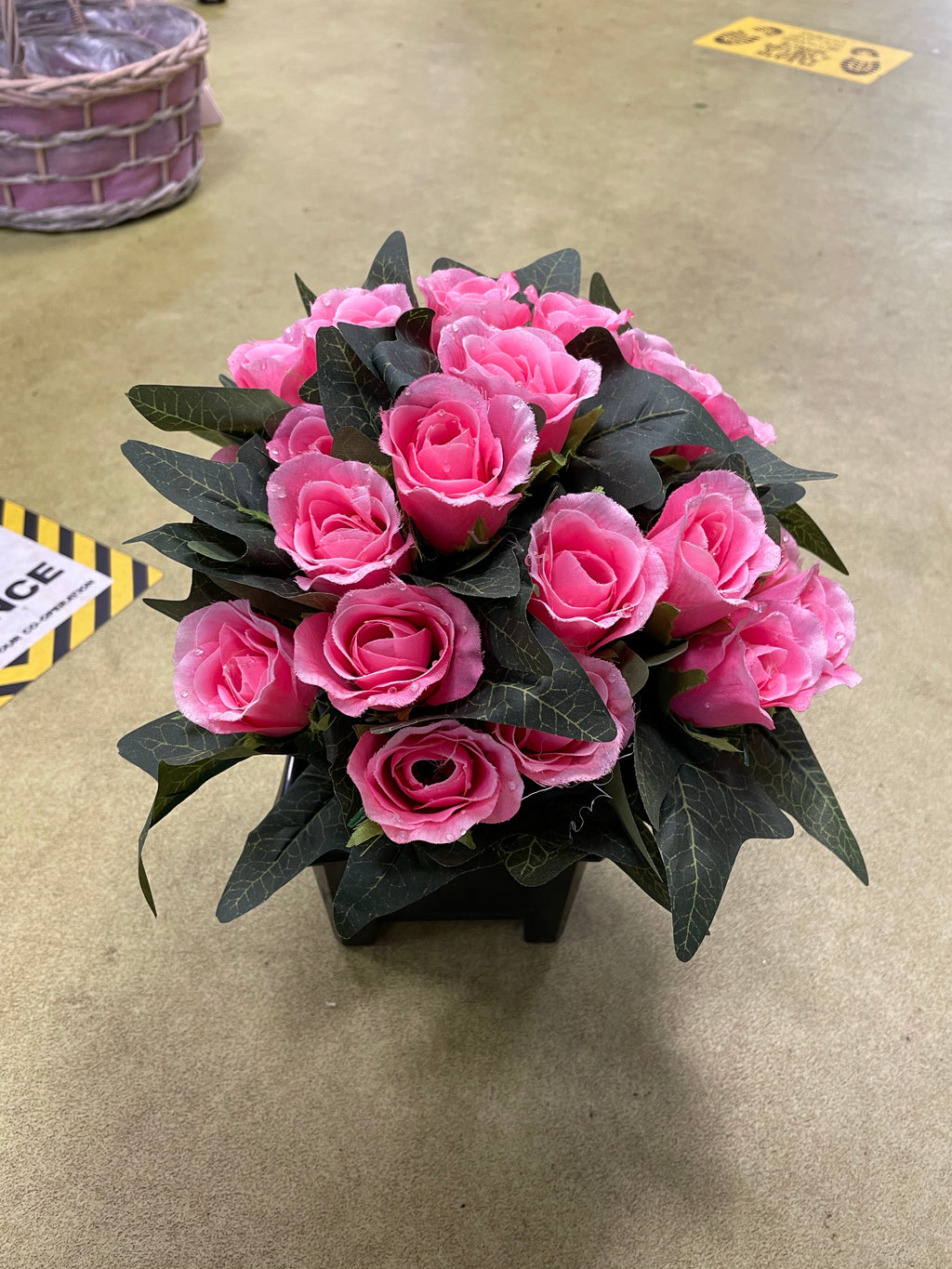 Graveside Artificial pot of flowers