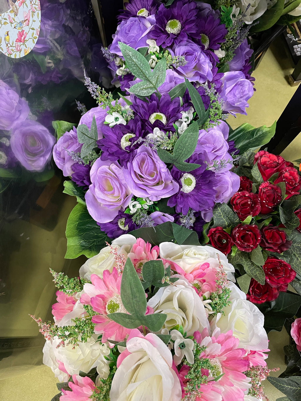 Graveside Artificial pot of flowers