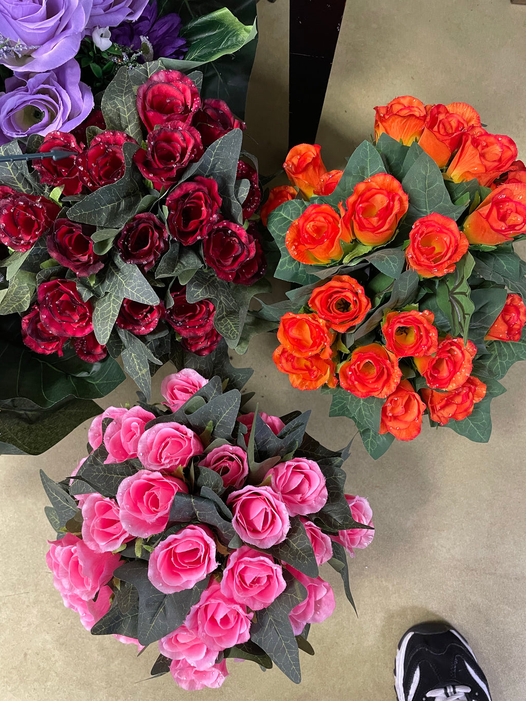 Graveside Artificial pot of flowers